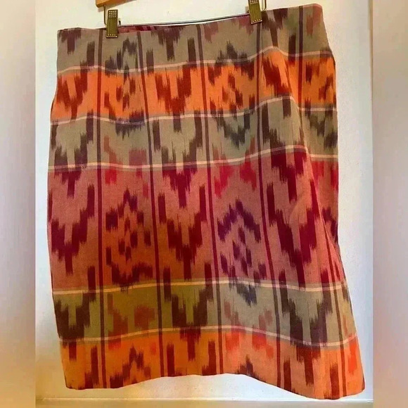 Lauren Ralph Lauren Cotton/Linen Geometric Pattern Wrap Skirt - Picture 3 of 5